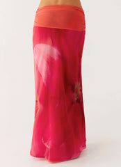 Raya Maxi Skirt Peach Watermelon Flower