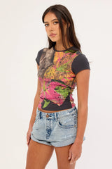 Neovision Grimrose Baby Tee Washed Black
