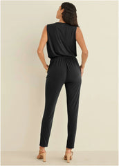 Wrap Tie Jumpsuit Jet Black