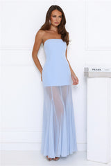 Dewkissed Bloom Strapless Maxi Dress Blue