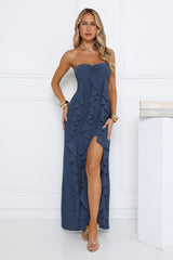 Twirl Queen Strapless Maxi Dress Teal
