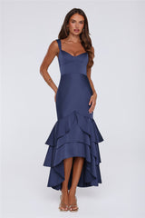 Formal Whimsy Satin Maxi Dress Navy