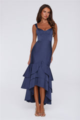 Formal Whimsy Satin Maxi Dress Navy