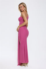 Rose And Moon One Shoulder Mesh Maxi Dress Pink