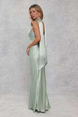 Satin Neck Scarf Sage Green