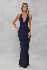 Midnight Luxe Satin Maxi Dress Ink