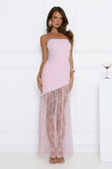 Fit For The Front Row Strapless Maxi Dress Pink