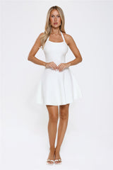 Wink Wink Halter Knit Mini Dress White