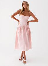 Yvette Corset Midi Dress Pink