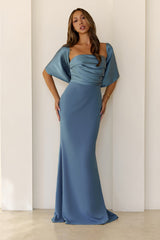 Luxe Nights Strapless Maxi Dress Dusty Blue