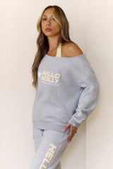 BASE Fleece Off Shoulder Sweatshirt Grey Marle