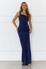 Love This Feeling One Shoulder Maxi Dress Navy