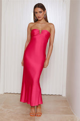 Who's That Girl Satin Maxi Dress Pink