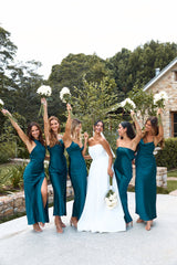 The Madeline Cowl Satin Maxi Dress Teal