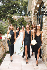 HELLO MOLLY The Sophia Satin Maxi Dress Black