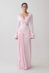 Electra Slinky Lace Maxi Dress Ballet Pink