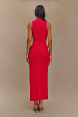 Stephanie Cut Out Knit Maxi Dress - Red