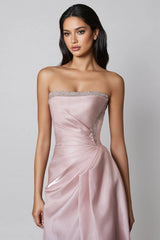 Lyriclr Pink Rhinestone Strapless Maxi Dress