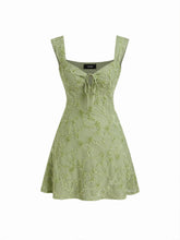 U-neckline Floral Knotted Mini Dress