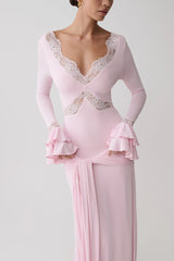 Electra Slinky Lace Maxi Dress Ballet Pink