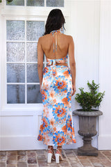 Exotic Vibrance Satin Maxi Skirt Orange