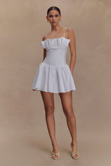 Janis Cotton Frill Mini Dress - White