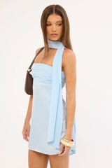 Perfect Stranger Delta Satin Strapless Mini Dress Blue