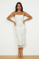 Style Sleek Lace Midi Dress White