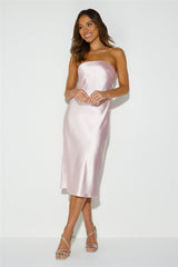 Secret To Share Satin Midi Dress Pink
