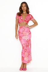 Feeling Spicy Mesh Crop Top Pink