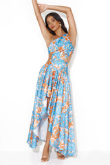 Lush Fields Midi Dress Blue