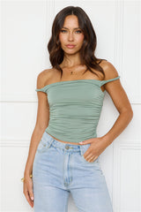 Key Piece Off Shoulder Top Sage