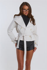 Trench Season Cropped Trench Coat Beige