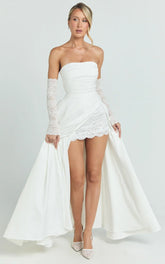 Bianca Maxi Dress - Strapless Fit And Flare Dress in Ivory