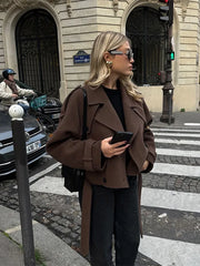 Fashion Casual Elegant Chic Stylish Woolen Double Breasted Jacket