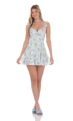 Floral Sweetheart Ruffled Cami Mini Dress