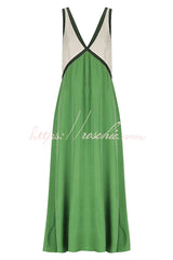 Perfect for Summer Weddings Satin Contrast Colour Relaxed Maxi Dress