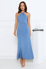 Sparkalina Halter Maxi Dress Blue