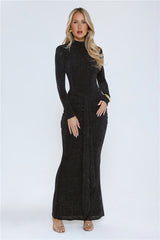 Sophisticated Style Long Sleeve Maxi Dress Black