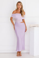 Velvet Sky Off Shoulder Mesh Maxi Dress Lilac