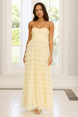 Lovers In Paris Strapless Tulle Maxi Dress Yellow