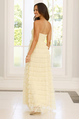 Lovers In Paris Strapless Tulle Maxi Dress Yellow