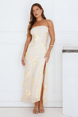 Iconic Influence Strapless Mesh Maxi Dress Yellow