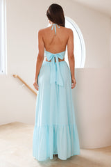 Ocean Charm Halter Maxi Dress Turquoise