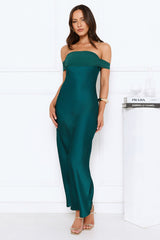 Love Club Strapless Satin Maxi Dress Green