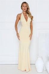 Chic Spark Halter Maxi Dress Yellow