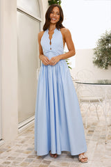 Luxe Celebration Halter Maxi Dress Blue