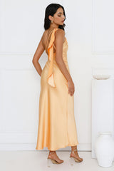 Romantic Tales Satin One Shoulder Maxi Dress Orange
