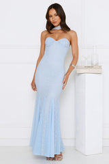 Daring Delight Lace Maxi Dress Blue