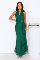 Follow The Stars Halter Maxi Dress Green
